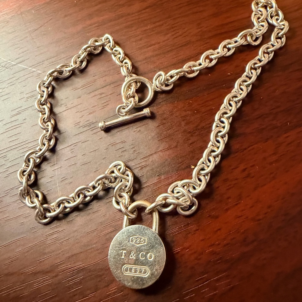 Silver Padlock Chain Necklace in Silver